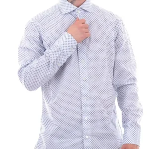 Bastoncino Camicia Uomo B2608 Simo Bianco celeste