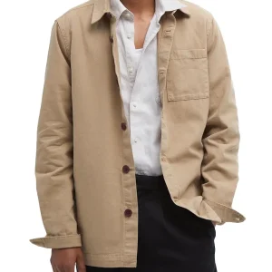 Barbour Camicia Uomo Mos0281 Washed Overshirt Cammello
