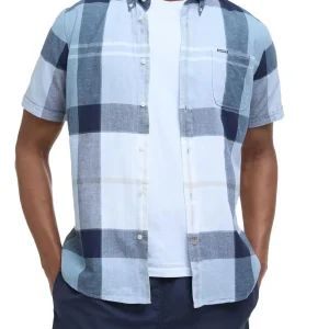 Barbour Camicia Uomo Msh5077 Douglas S/s Tailored Shirt Blu