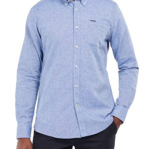 Barbour Camicia Uomo Msh5090 Nelson Tailored Shirt Azzurro