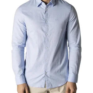 Armani Exchange Camicia Uomo 8nzcgb Z8anz Celeste