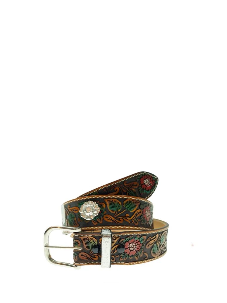 passante metallo dipinta a mano EL CHARRO Cintura Unisex E602 Marrone - immagine 2