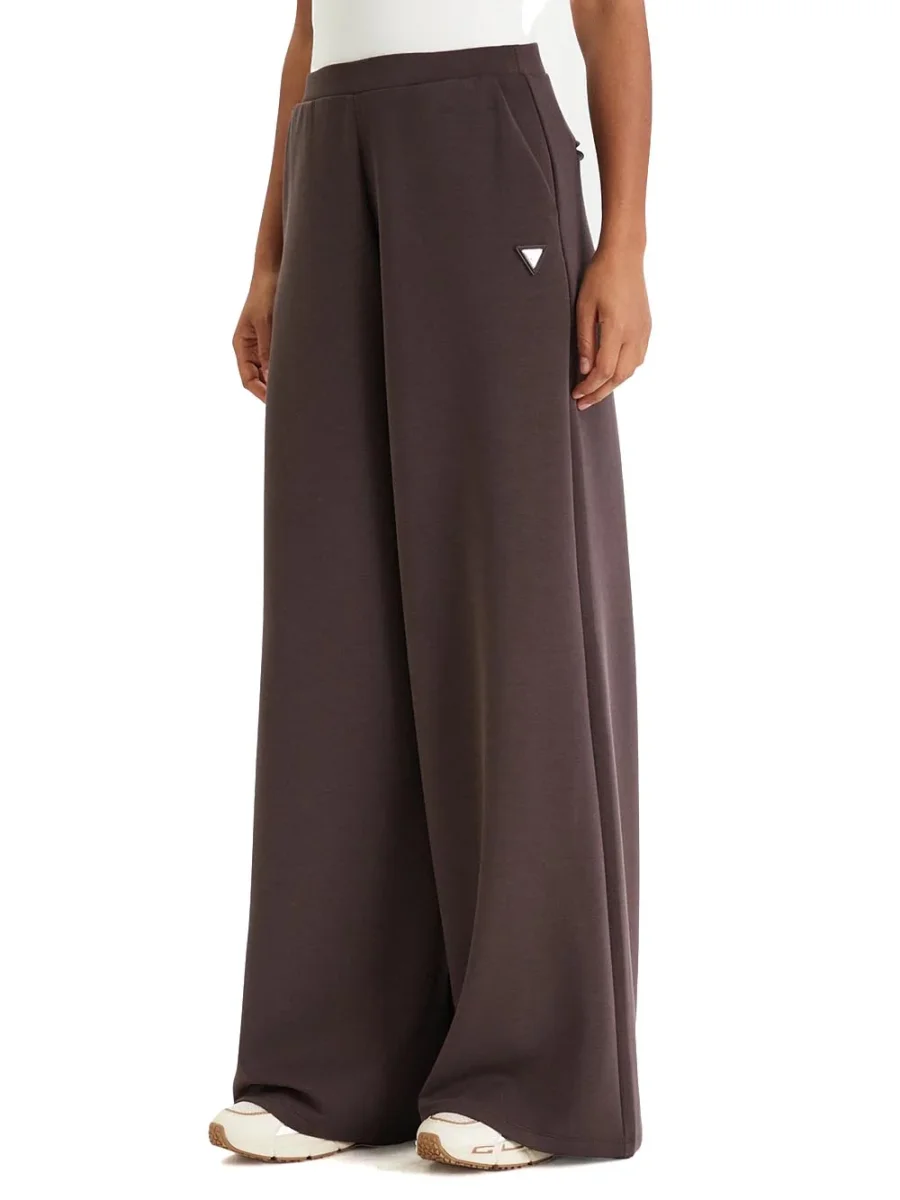 OLYMPE WIDE LEG PANT Guess Pantalone Donna V4yb07 Kcay2 Marrone