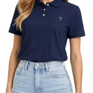SILVY BOXY POLO SHIR Guess Polo Donna V6gp11 K3278 Blu
