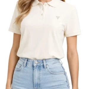 SILVY BOXY POLO SHIR Guess Polo Donna V6gp11 K3278 Panna
