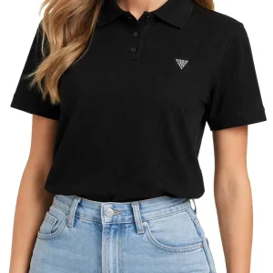 SILVY BOXY POLO SHIR Guess Polo Donna V6gp11 K3278 Nero