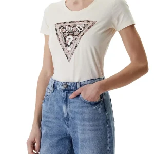 SS CN LEO TRIANGLE T Guess T-shirt Donna W6ri32 J1314 Vaniglia