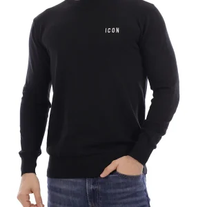 girocollo ricamo ICON Maglia Uomo Iuprem001 Nero