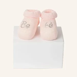 Babbuccia in Cotone con Scritta Bebè in Strass per Neonato | Tinta Unita | Confezione da 1 Paio | 41930