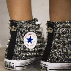 Converse All Star Black Total Glitter & Borchie