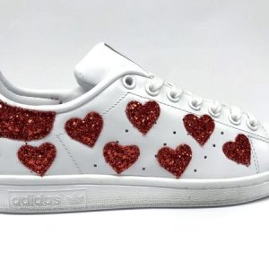 Adidas Stan Smith Cuoricini Red Glitter