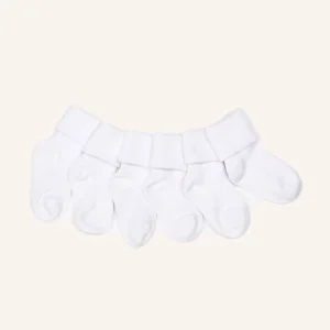 Calzino Corto con Risvolto in Cotone per Neonato | Tinta Unita | Confezione da 6 Paia | Bio N1