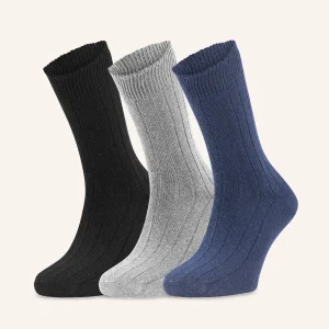 Calza Corta a costa in Angora Cotone e Viscosa per Uomo | Tinta Unita | Confezione da 3 Paia | Blond C