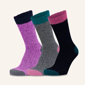 Calza Corta a Coste in misto Cashmere e Lana per Donna | Tinta Unita | Confezione da 3 paia | Cachelife DC