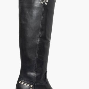 Stivali Roma 3 pelle nero con rialzo interno e borchie