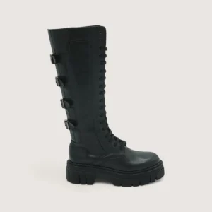 Antea - Anfibio Alto con Fibbie Laterali Nero