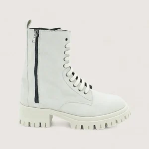 Volt - Anfibio allacciato con zip in camoscio Bianco