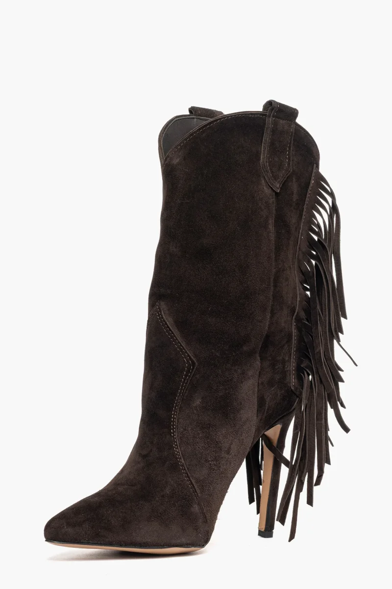 Stivaletti Sidney 14 camoscio cioccolato con frange - immagine 4