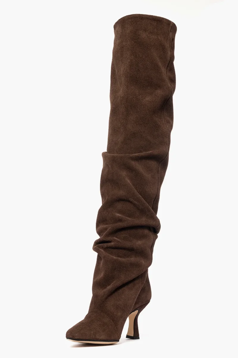 Stivale spra al ginocchio camoscio cioccolato Love Jennifer - immagine 4