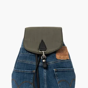 Zaino jeans e pattina imbottita verde