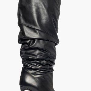 Stivale aggrappato pelle nero Orietta Chic