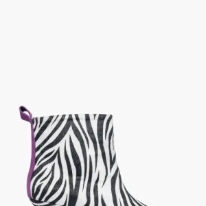 Stivaletti 2504 cavallino sintetico zebrato e riporto camoscio viola