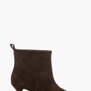 Stivaletti 2505 camoscio cioccolato e punta in pelle testa di moro