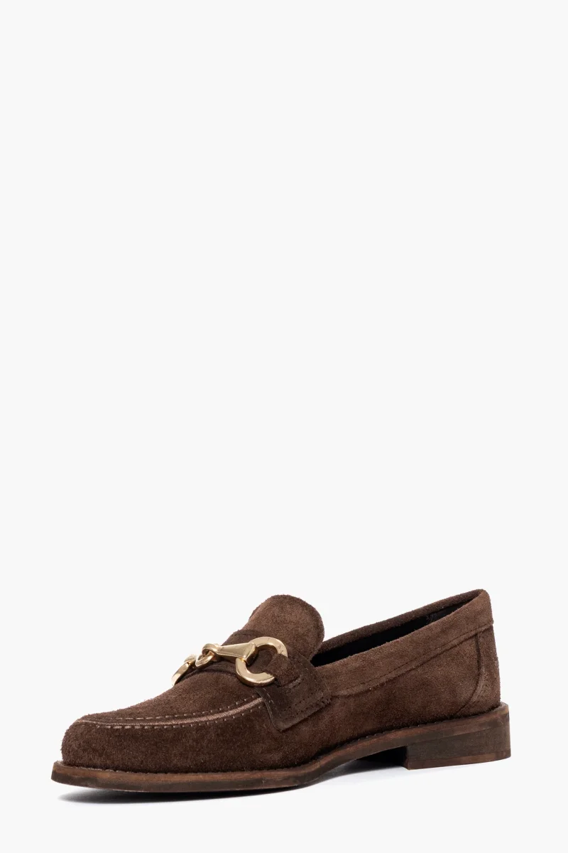 Mocassino in camoscio cioccolato con ricamo Monique 2 - immagine 4