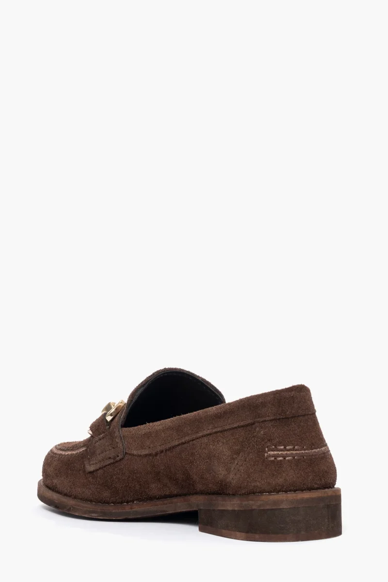 Mocassino in camoscio cioccolato con ricamo Monique 2 - immagine 5