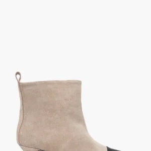 Stivaletti 2505 camoscio taupe e punta in pelle nero