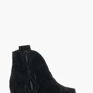 Tronchetto camoscio nero con rialzo e ricamo 1692