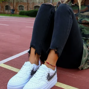 Nike Court Vision Low Platform Black Silver Glitter Borchie & Strass