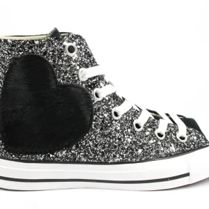 Converse All Star Black Cuore Cavallino Nero & Glitter