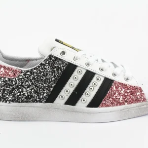 Adidas Superstar Total Glitter Black Silver & Pink