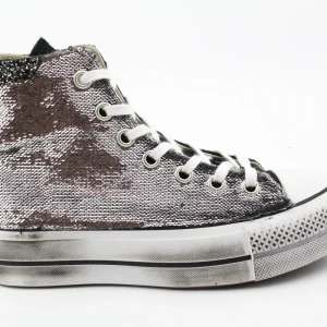 Converse All Star Platform Silver Paillettes & Black Glitter
