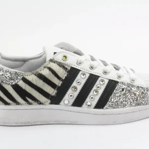 Adidas Superstar Zebrate Glitter Silver & Borchie Strass