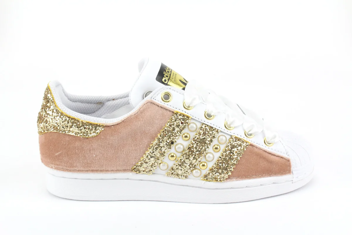 Adidas Superstar Velluto Rosa & Oro - immagine 2