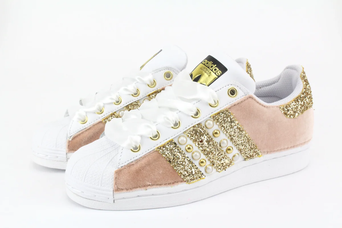Adidas Superstar Velluto Rosa & Oro - immagine 4
