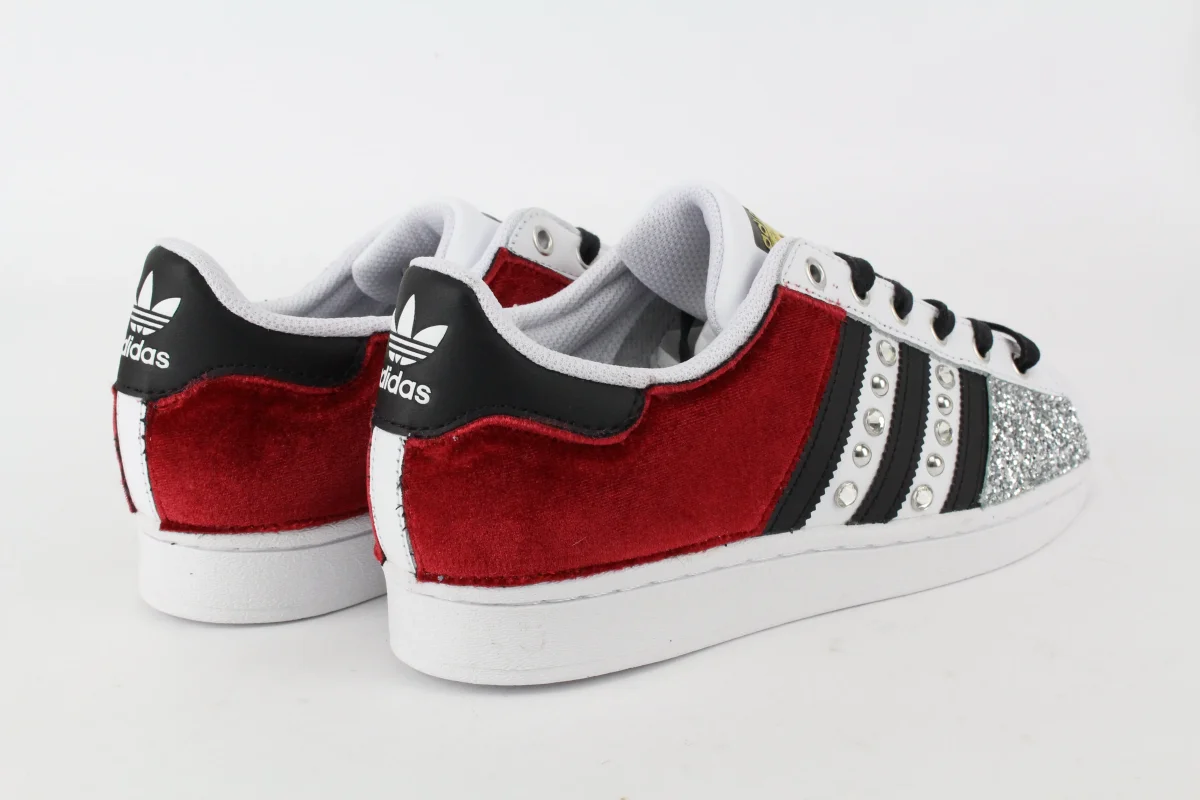 Adidas Superstar Velluto Rosso & Argento - immagine 5