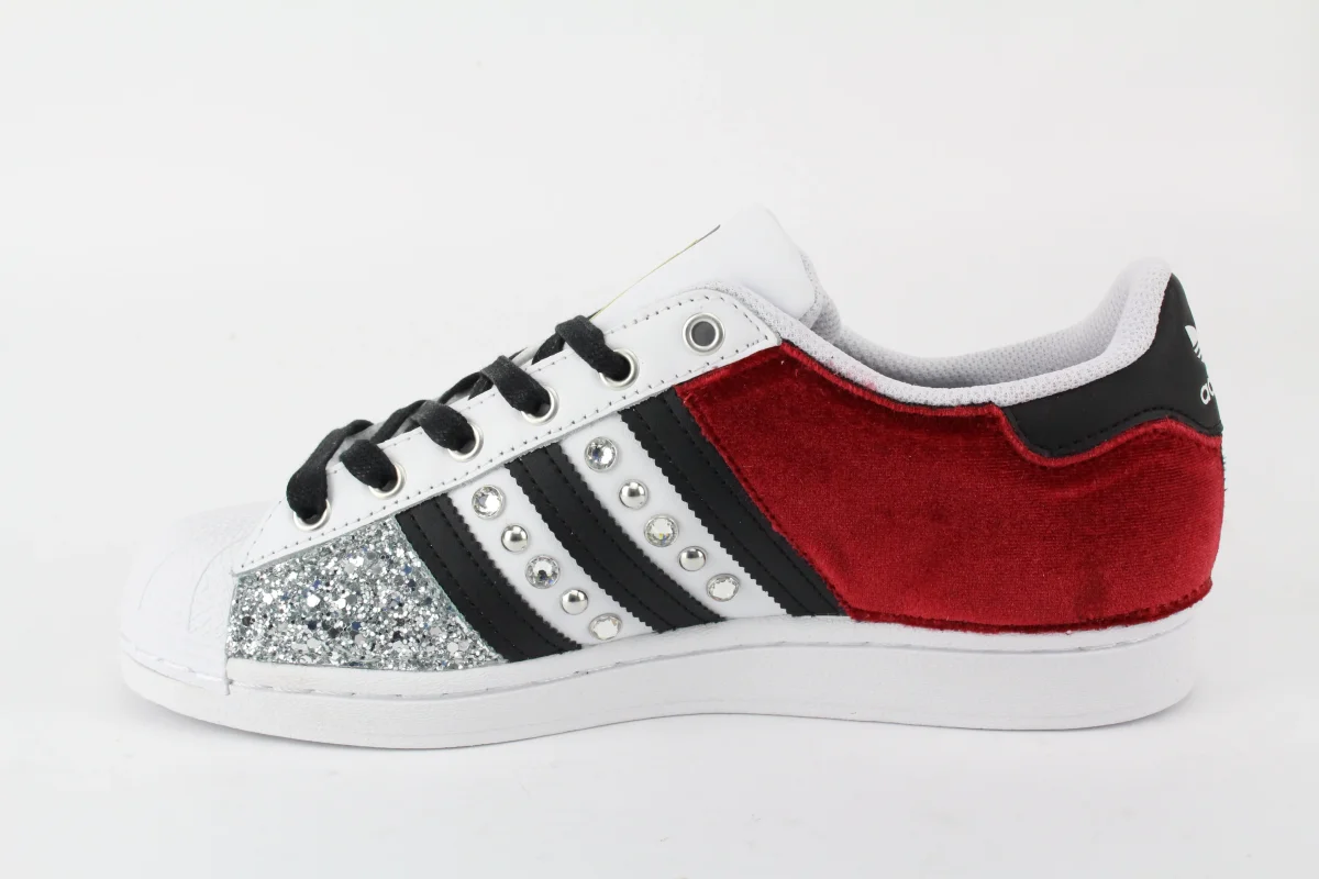 Adidas Superstar Velluto Rosso & Argento - immagine 3