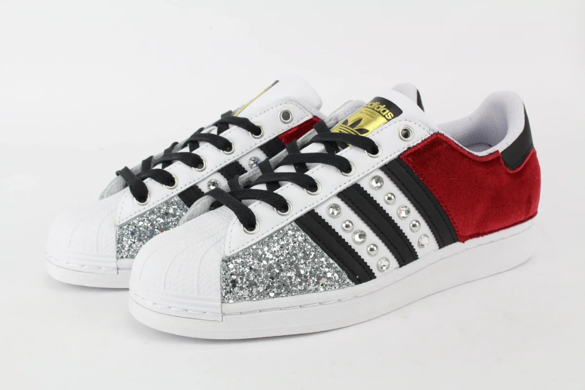 Adidas Superstar Velluto Rosso & Argento - immagine 4
