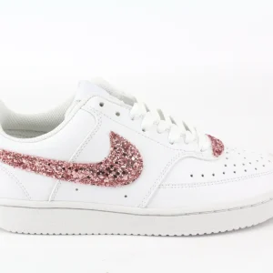 Nike Court Vision Low Pink Glitter e cuore