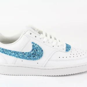 Nike Court Vision Low Azzurro Glitter e cuore