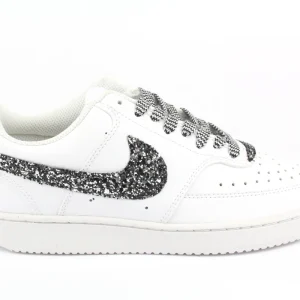 Nike Court Vision Low Silver Glitter Black Silver