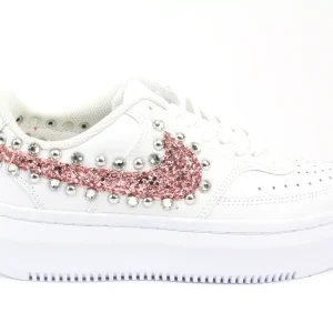 Nike Court Vision Low Platform Pink Glitter Borchie & Strass