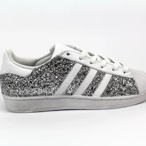 Adidas Superstar White & Total Glitter Silver
