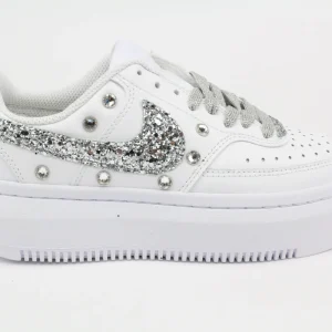 Nike Court Vision Low Platform Silver Glitter & Strass