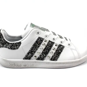 Adidas Stan Smith Black Silver Glitter & Borchie