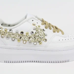 Nike Court Vision Low Platform Champagne Glitter Borchie & Strass