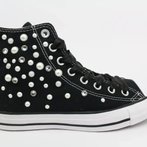 Converse All Star Black Perle Strass & Lacci Raso